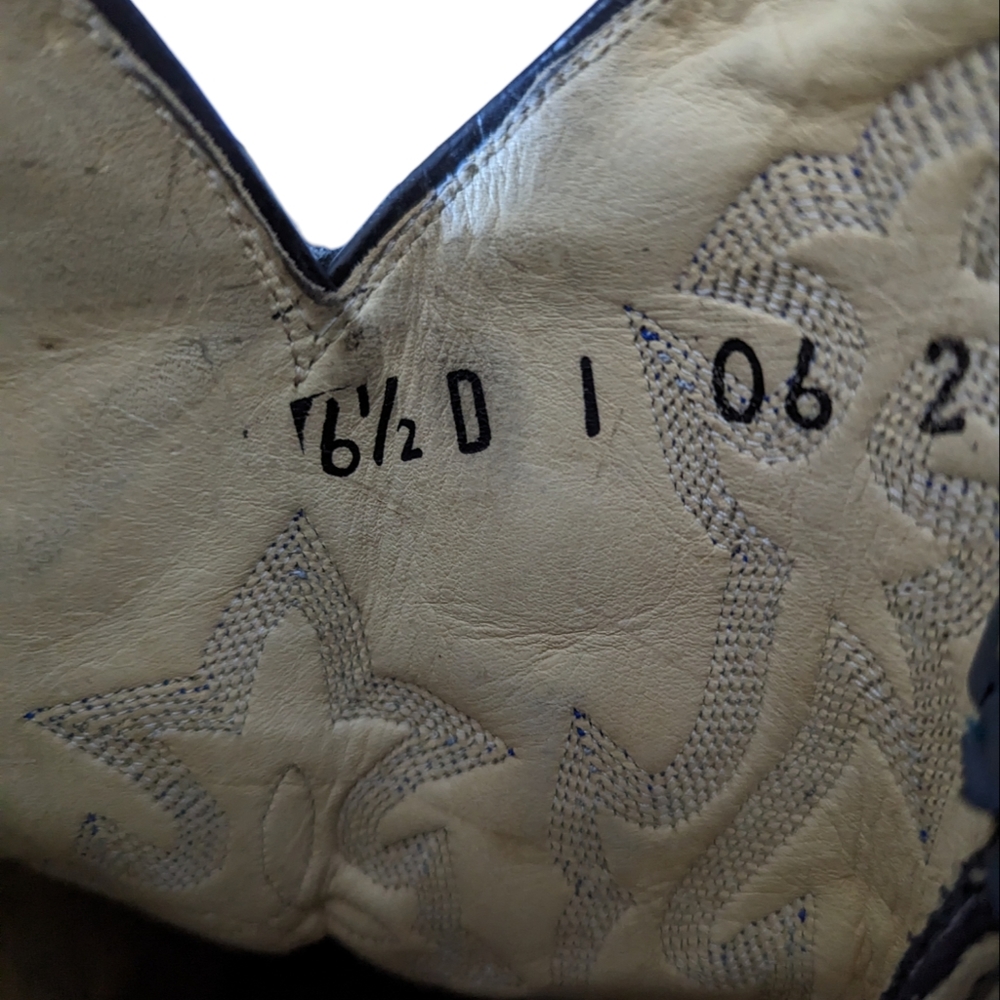 Vintage Blue Ostrich Leather Pointy Toe Cowboy Western Boots Size 6.5 D - Picture 9 of 9